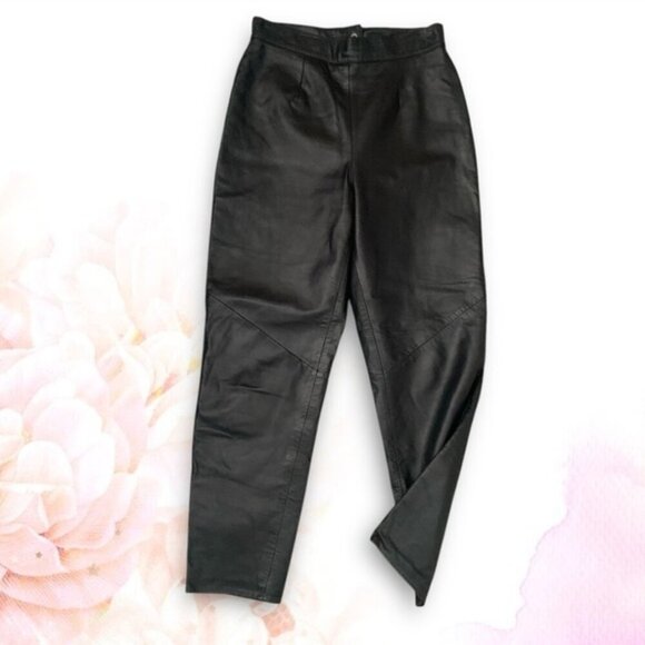 Vintage Danier 80s 90s Black Leather Pants - Picture 1 of 10